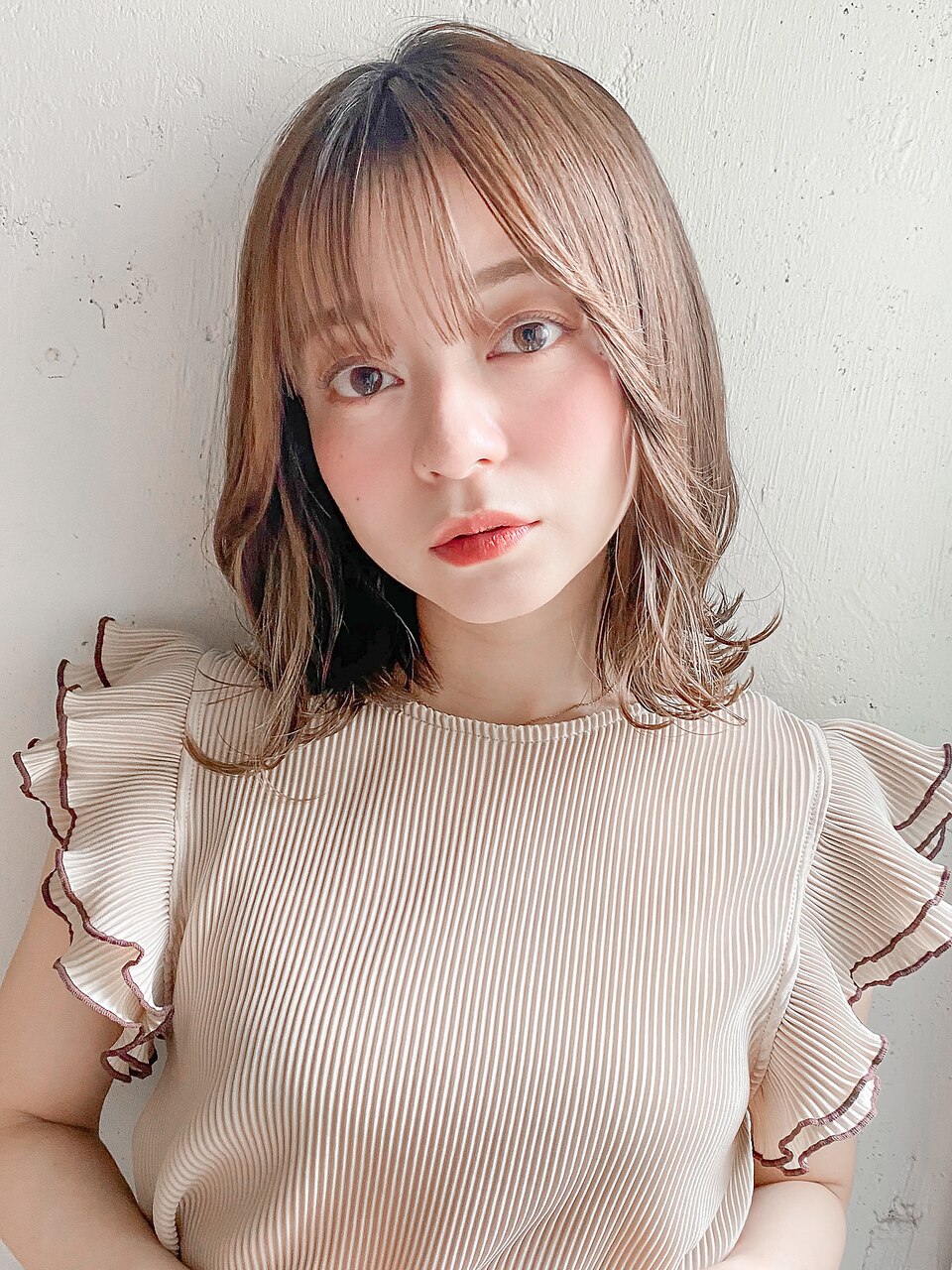 m美髪顔周りレイヤーワンカールイメチェンブルーサファイア