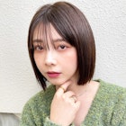 ぱっつんボブ薄め前髪^_^オリーブグレージュ