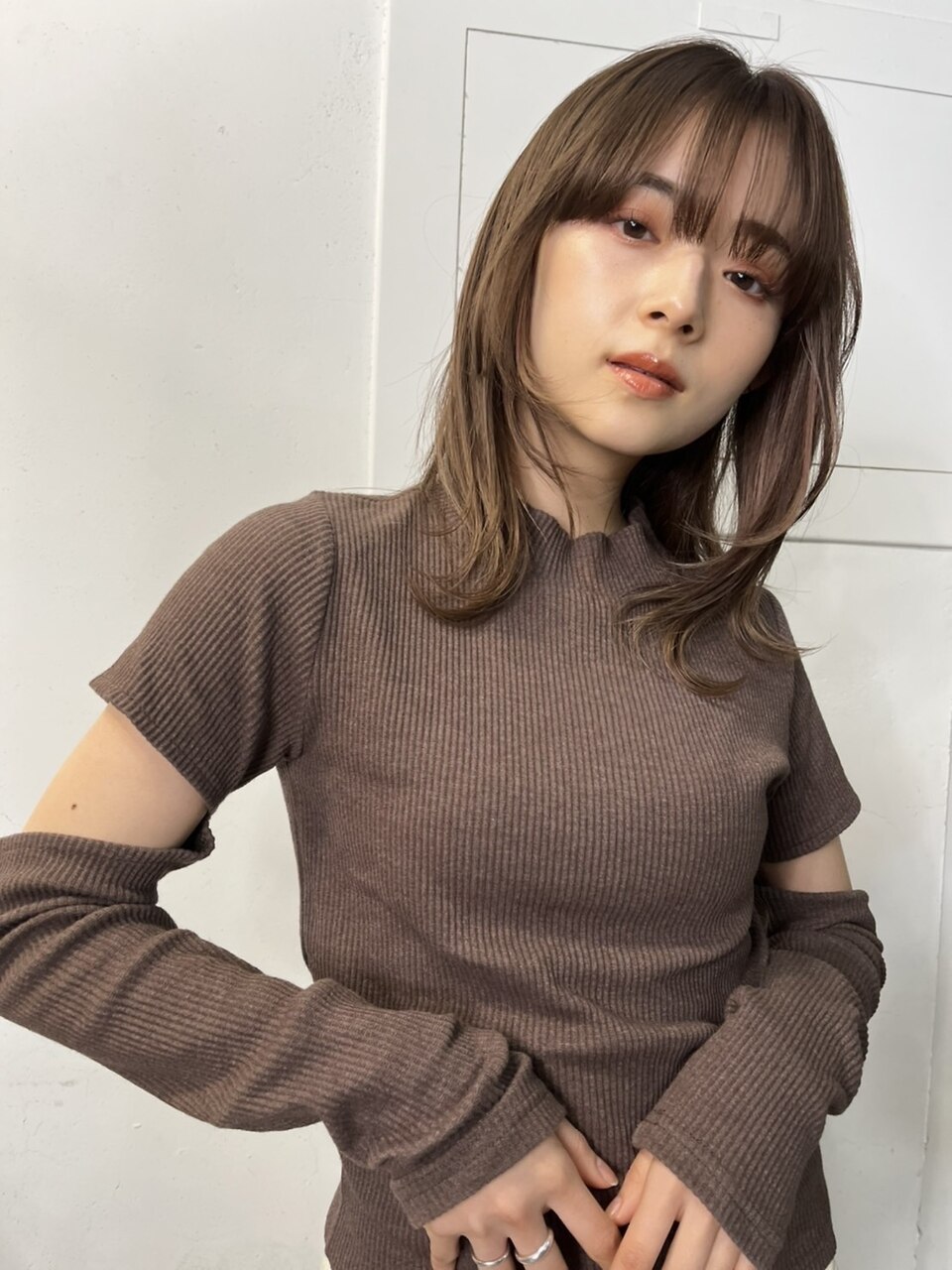 大人可愛い20代30代40代素髪レイヤー×ショコラベージュ