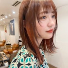 ウルフ 外ハネ ミディアム インナーカラー オレンジカラー【Riku