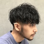 波巻きツイストスパイラルパーマツーブロック刈り上げ