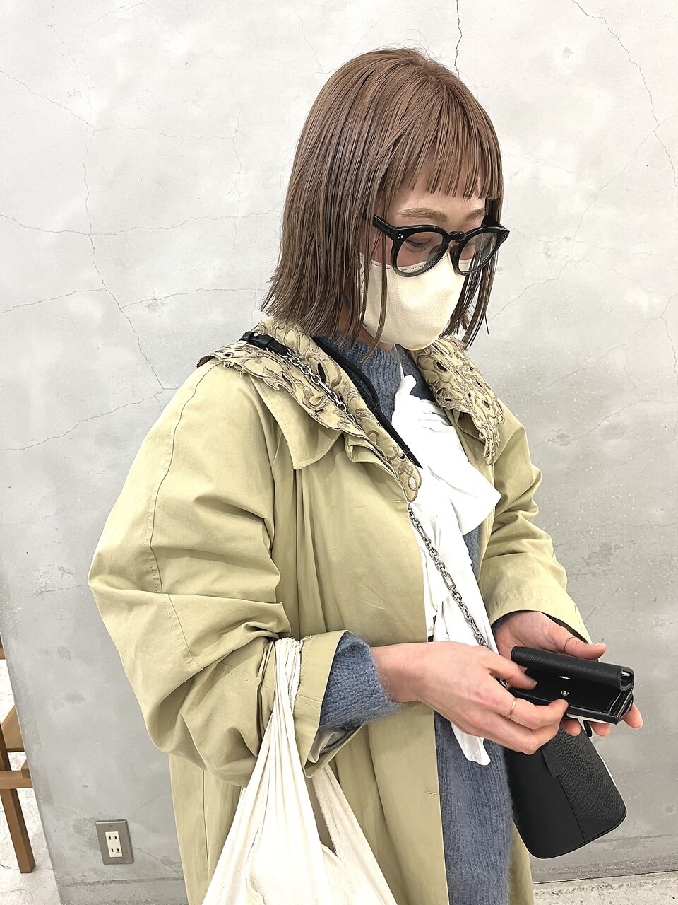 オトナかわいいベージュボブ