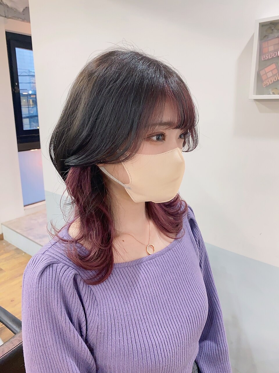  韓国ウルフ　ハッシュカット×ピンク◎20代30代