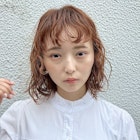 ボブ/パーマボブ/オレンジベージュ/暖色ベージュ