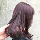△大人可愛いブリーチなしピンクラベンダーブラウンロブヘア