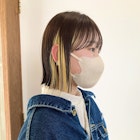 切りっぱなしボブ×インナーカラーイエロー
