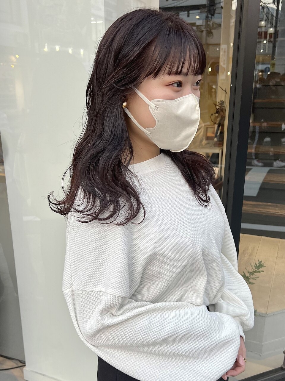 ほんのり赤紫のブラウン春カラー