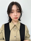 暗髪くびれボブ　ワンカール　シアーカラー
