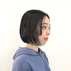 センターパート×ぱつっとラインボブ