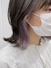 インナーカラーイヤリングカラーダブルカラー波巻きグレージュ