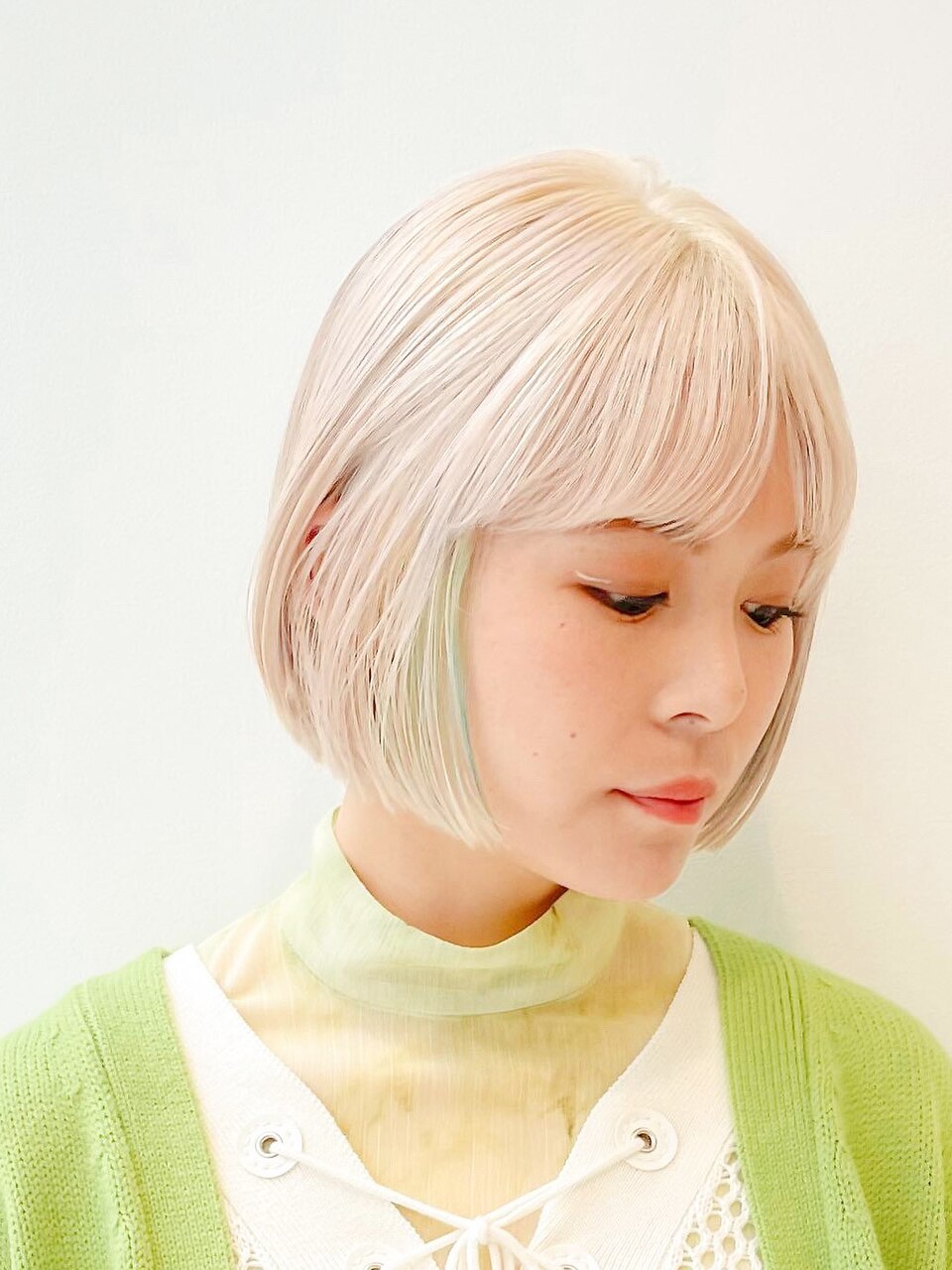 ワンレンボブ/ミルクティーアッシュ/イルミナカラー/kuroda