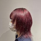 カシスレッド/ウルフカット/ダブルカラー/ブリーチ/曳舟