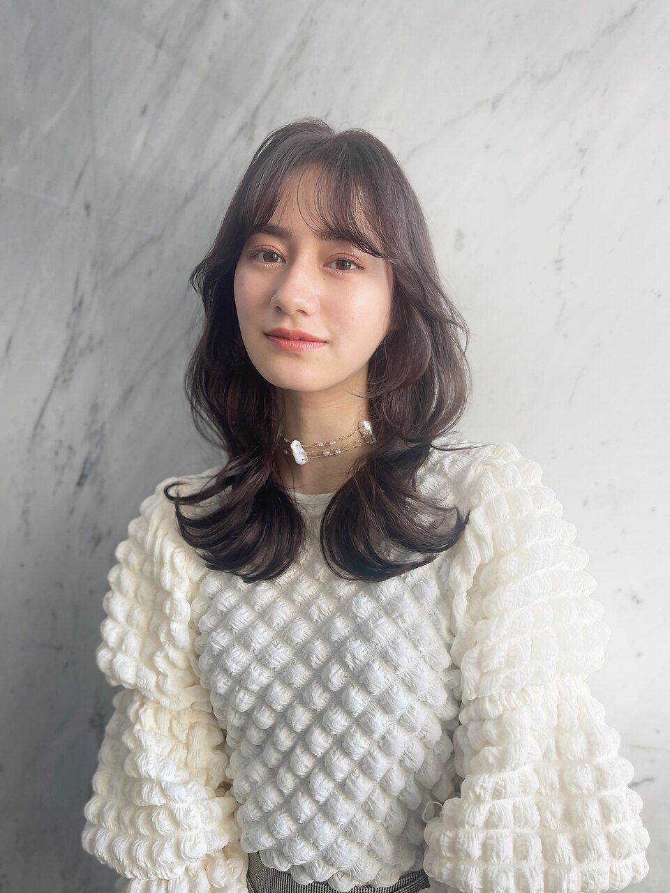韓国ヘアー　ヨシンモリ　レイヤーカット　グレージュ