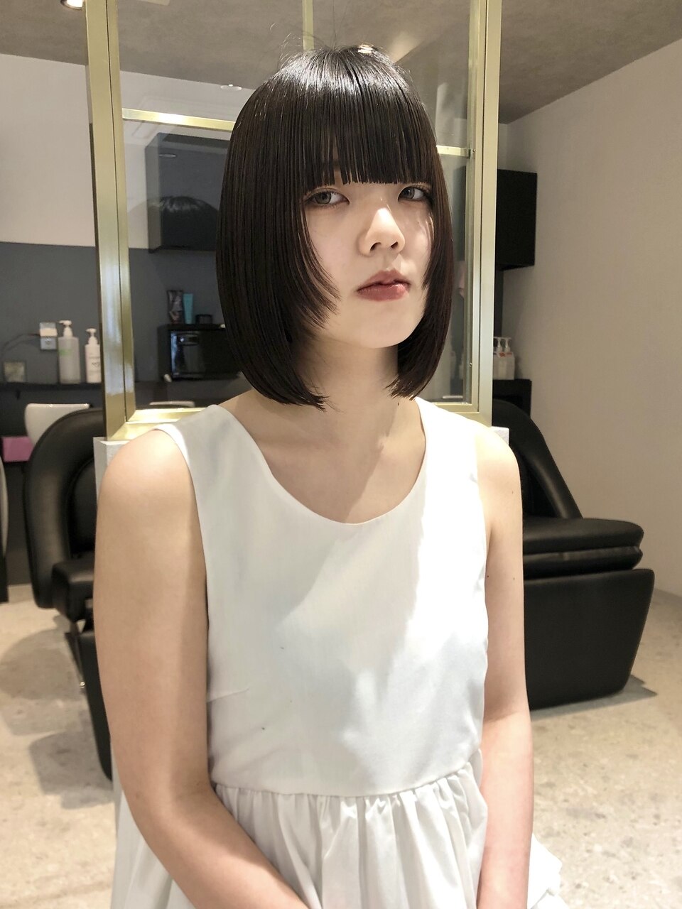 島田愛璃／就活カラー 暗髪 ブルー 黒染めじゃないカラー