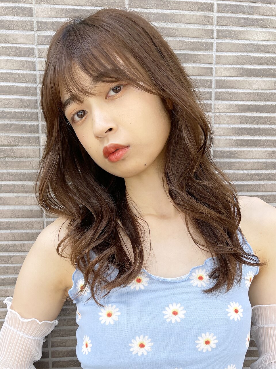 フェイスレイヤーカットグラスブラウン_大人ガーリー_28721