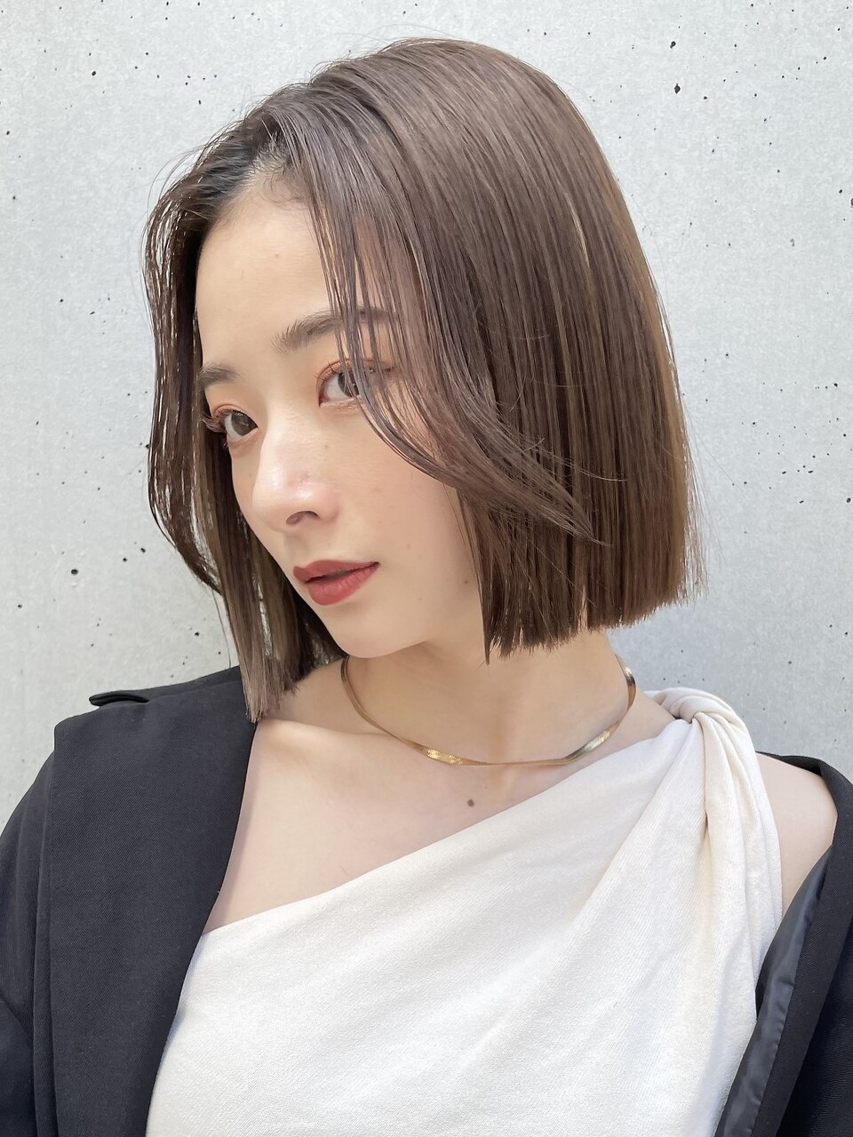 韓国風切りっぱなしボブ 艶髪 チョコレート 小顔カットM0504