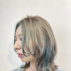 ターコイズブルーデザインカラーミディアムウルフ