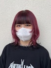 カシスボルドーブラックエンドカラーミディアムボブウルフ