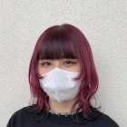 カシスボルドーブラックエンドカラーミディアムボブウルフ