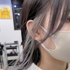 インナーカラーイヤリングカラーダブルカラーグレージュ原宿ボブ