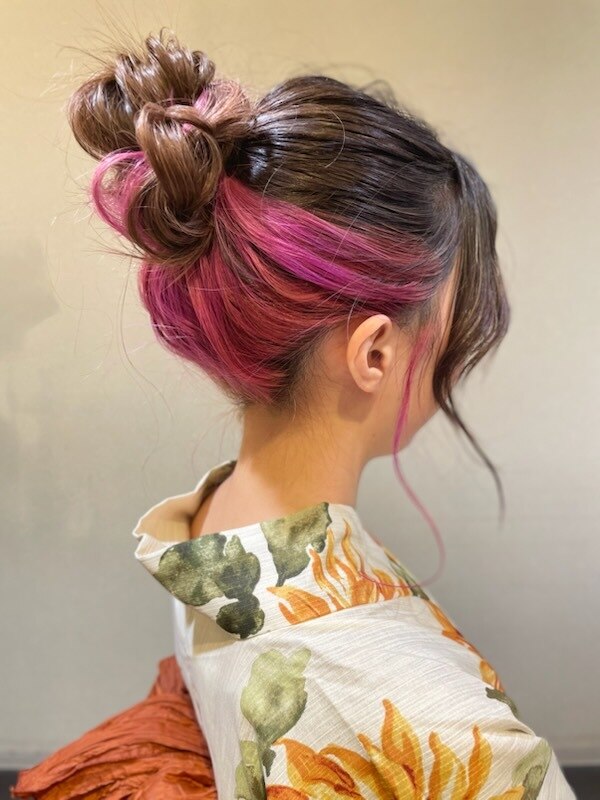 浴衣　ヘアアレンジ　お団子アレンジ