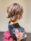 浴衣　ヘアアレンジ　ツインお団子アレンジ