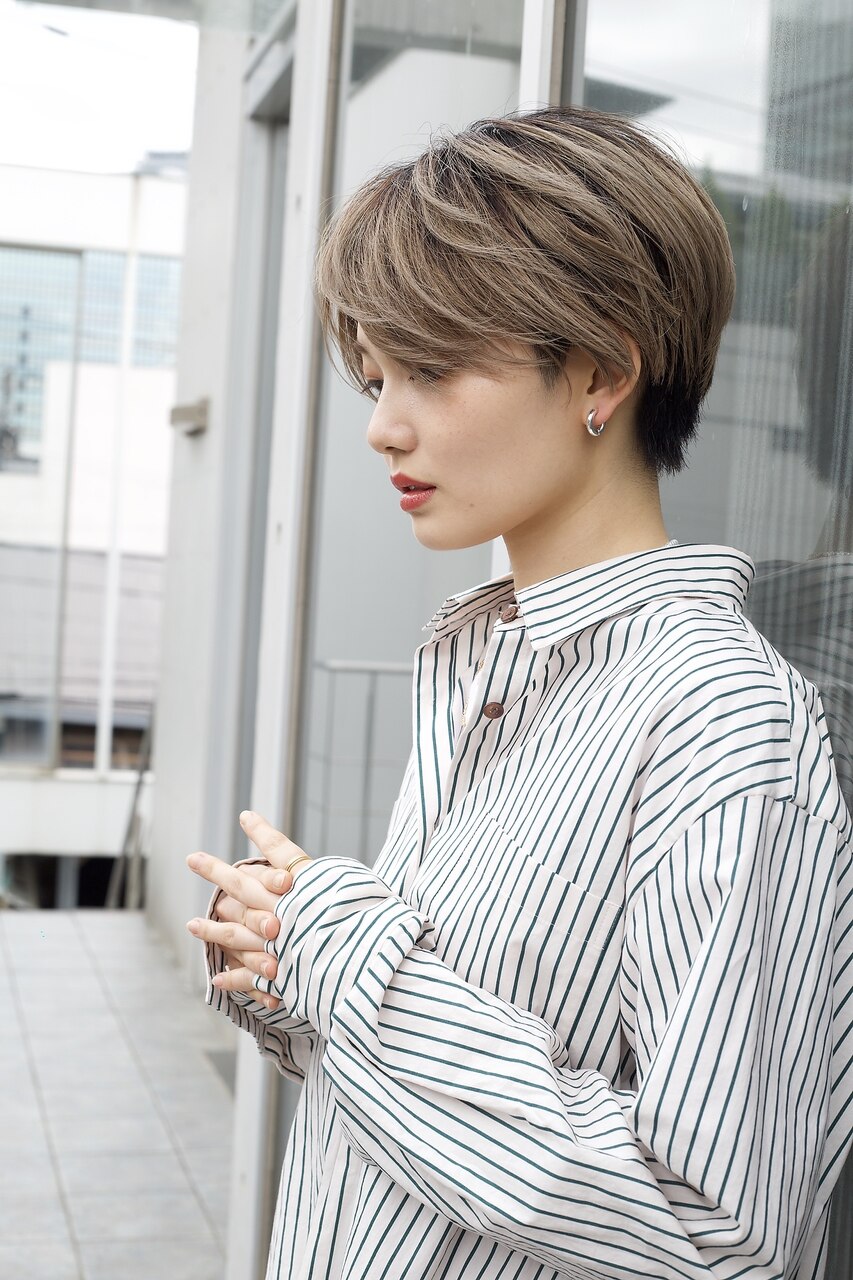 【RYOHEI】ハンサムショート_ミルクティーベージュ_メンズライク