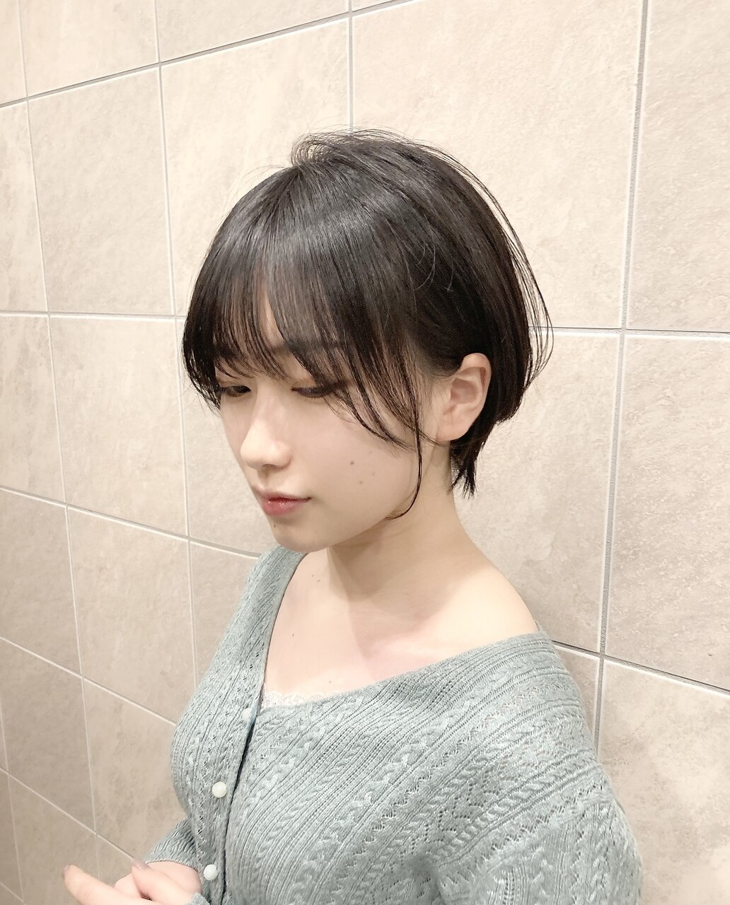 大人丸みショートカットマッシュショート薄め前髪
