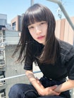 小顔ラウンドバングロング黒髪似合わせカット[横浜駅]