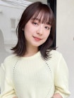 ロブ×切りっぱなし×くびれ巻き×ショコラカラー×10代20代30代
