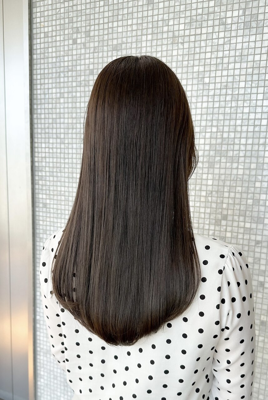 大人ガーリー艶髪ロングショコラアッシュ