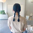 リナ グリーン×タイトツイン三つ編み