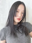 フェイスポイントカット_斜めバンググレージュカラー_39052