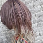 ラベンダーグレーホワイトインナーカラーミディアムウルフ