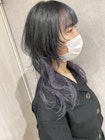 ブルーパープルインナーカラーロングウルフ
