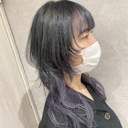 ブルーパープルインナーカラーロングウルフ