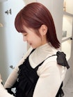 切りっぱなしロブ×チェリーカラー×暖色カラー×10代20代30代