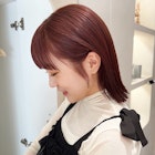 切りっぱなしロブ×チェリーカラー×暖色カラー×10代20代30代