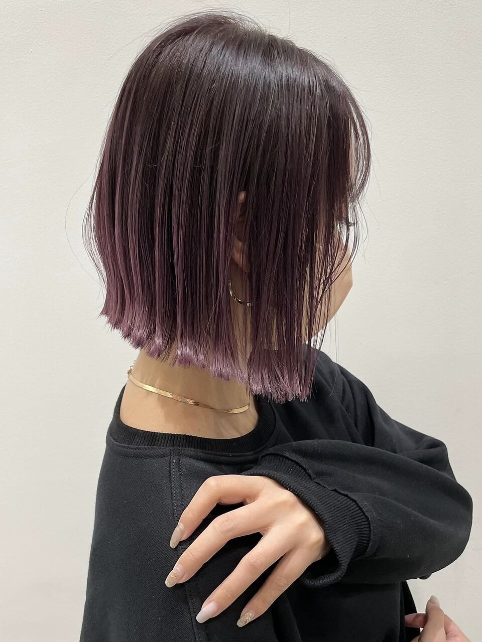 韓国風外国人風切りっぱなしボブ チェリーブラウン A719