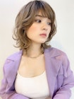 【山田】レイヤーウルフミルクティーベージュくびれミディ