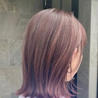 切りっぱなしロブのモーヴピンクカラー
