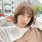 くびれボブ コテ巻き風パーマ くすみベージュ 外ハネボブ/飯田橋