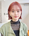 暖色ボブ☆ぷつっとラインがかわいい