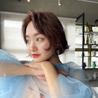 ウェットカーリーミニボブ×ピンクベージュ