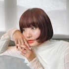 ミニボブ×ピンクベージュ×顔まわりレイヤー