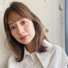 前髪パーマグレーベージュカーキベージュくびレイヤーエモージュ