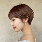 前髪マチルダボブピンクベージュマッシュショートチョコレート