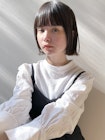 20代30代40代　ボブ　ミニボブ　前髪あり　暗髪　丸顔　面長