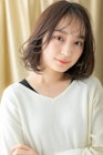 透けバングウェットヘアグレーベージュＡラインボブパーマY大宮