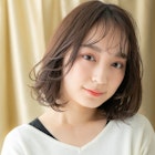 透けバングウェットヘアグレーベージュAラインボブパーマY大宮